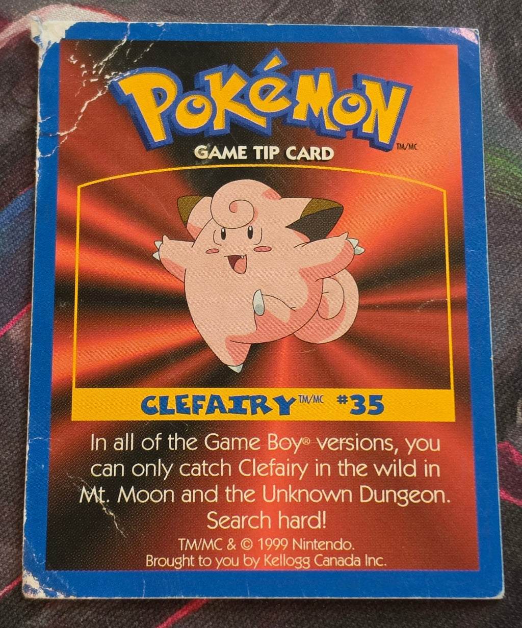 Clefairy #35 Kellogg Canada Game Tip Card DMG