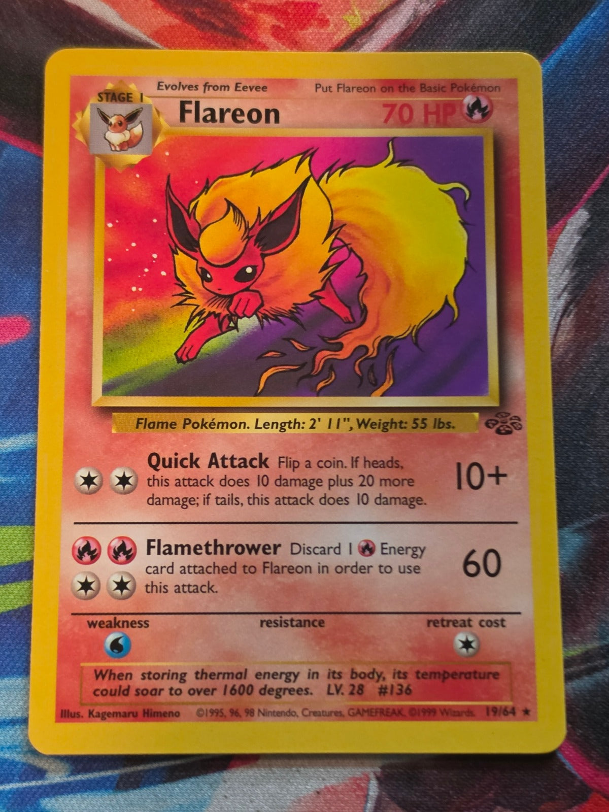 Flareon (19) Unlimited Rare Jungle 19/64 NM Pokemon