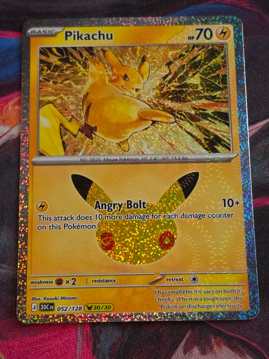Pikachu - 052/128 - ME: 30th Celebration - Pikachu Rare - NM - Pokemon
