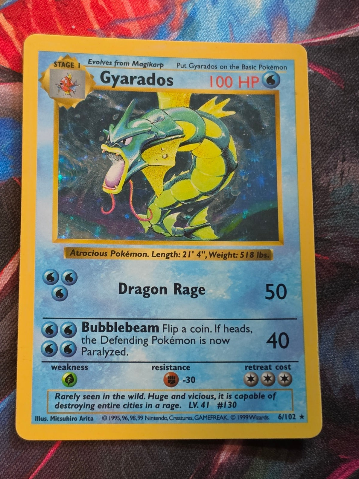 Gyarados Holo Rare Base Set Shadowless 006/102 MP Pokemon