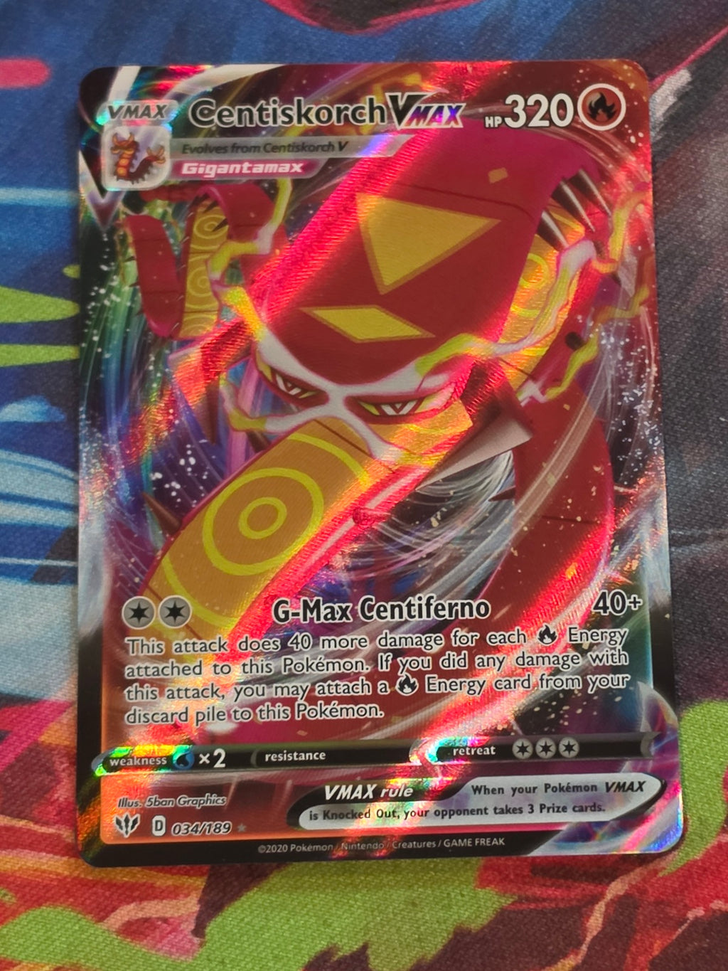 Centiskorch VMAX Ultra Rare SWSH03: Darkness Ablaze 034/189 NM Pokemon