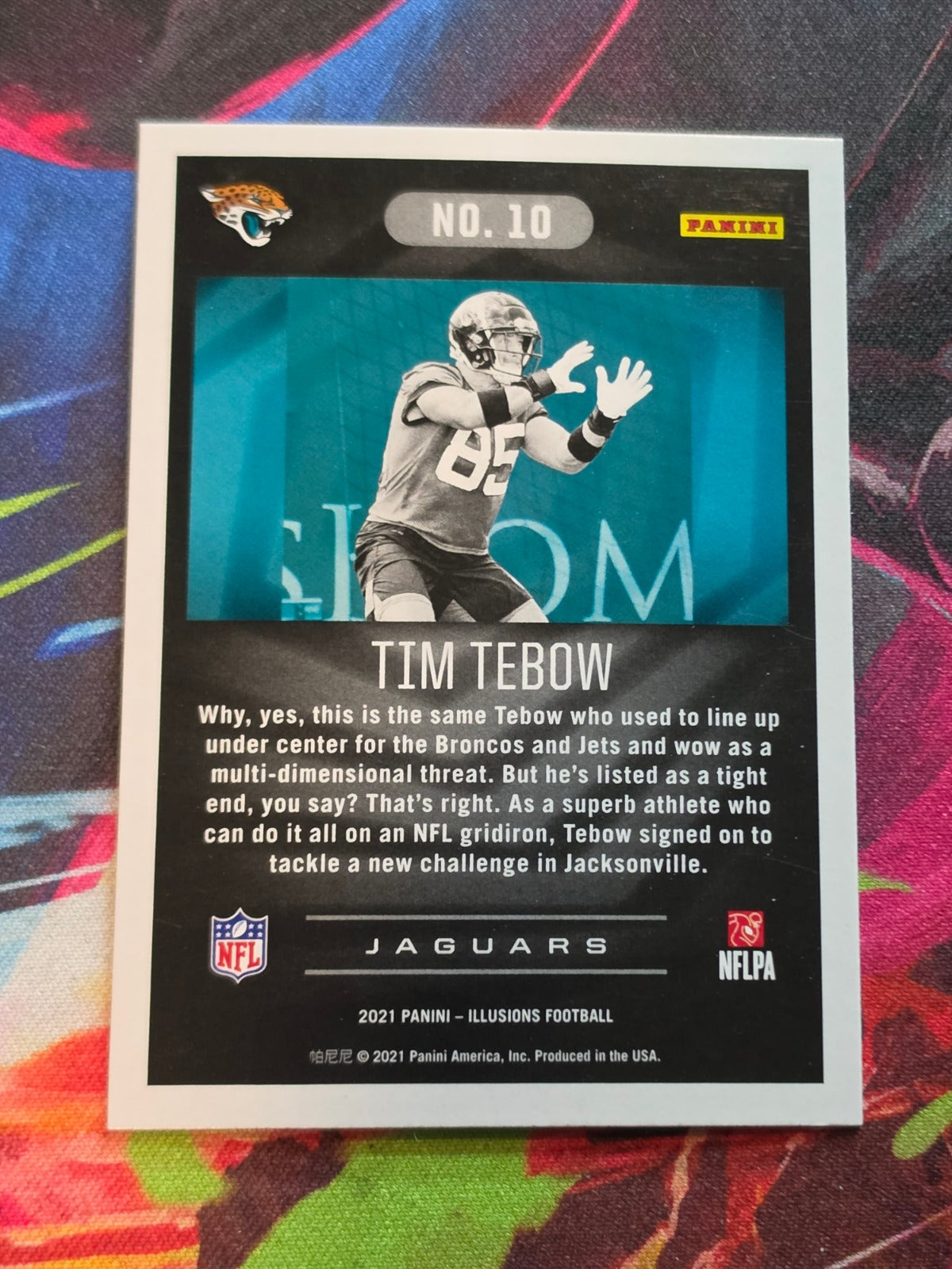 Tim Tebow 2021 Panini Illusions - Retail 10 NM Football (Back)