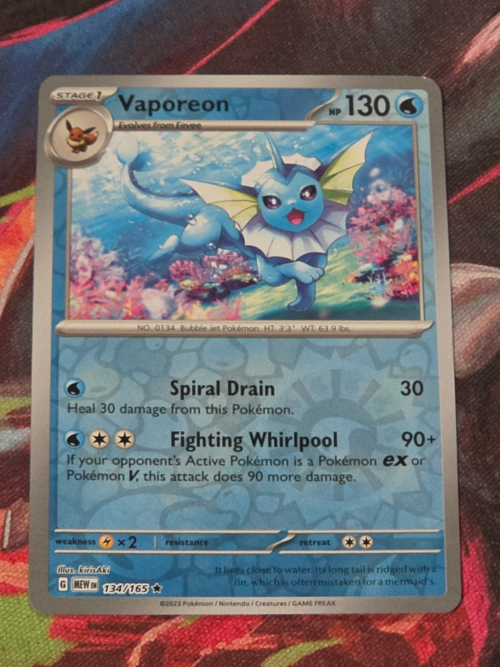 Vaporeon - 134/165 - SV: Scarlet & Violet 151 - Rare - Reverse Holo - NM Pokemon