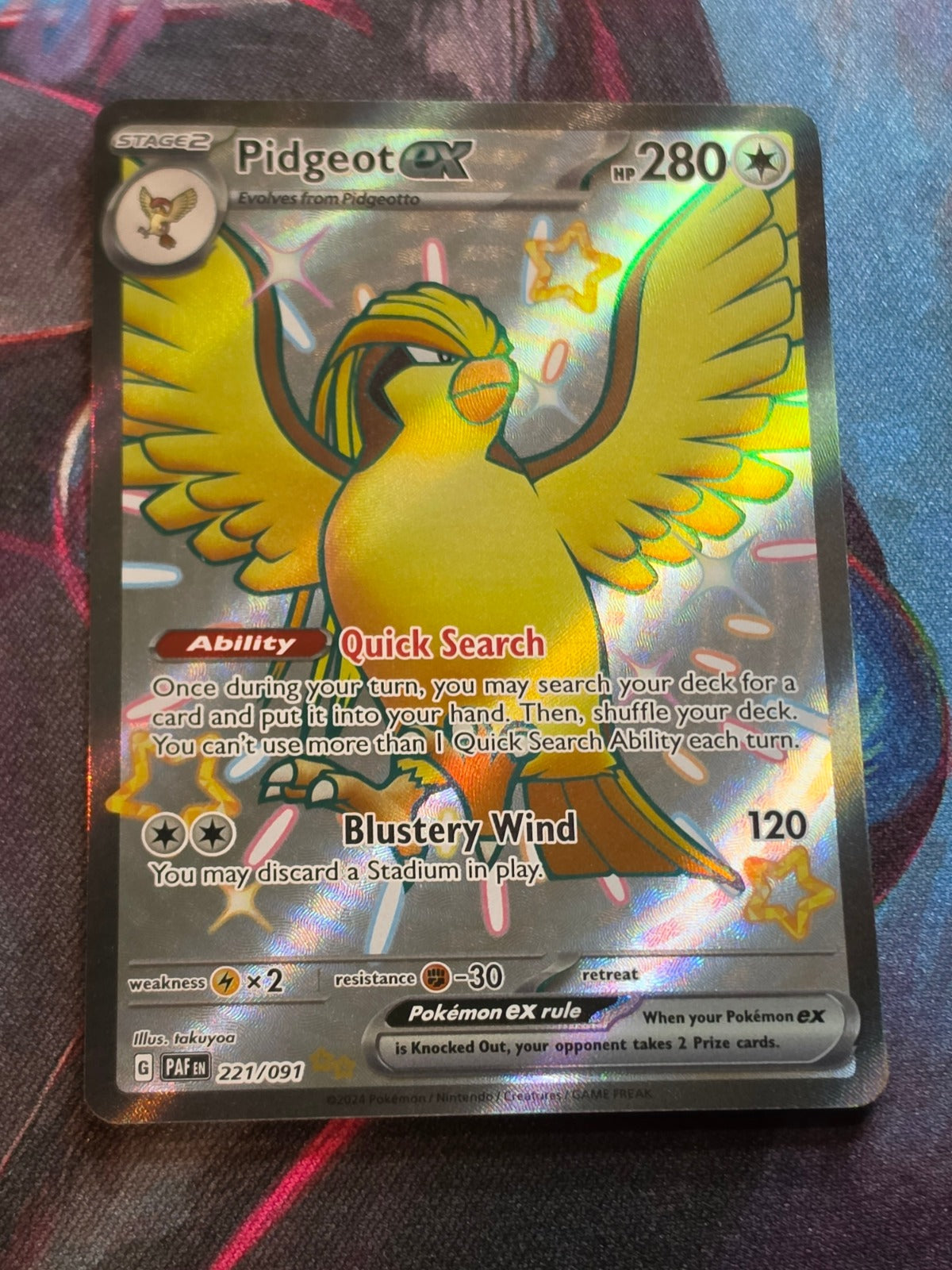 Pidgeot ex Shiny Ultra Rare Paldean Fates 221/091 NM Pokemon