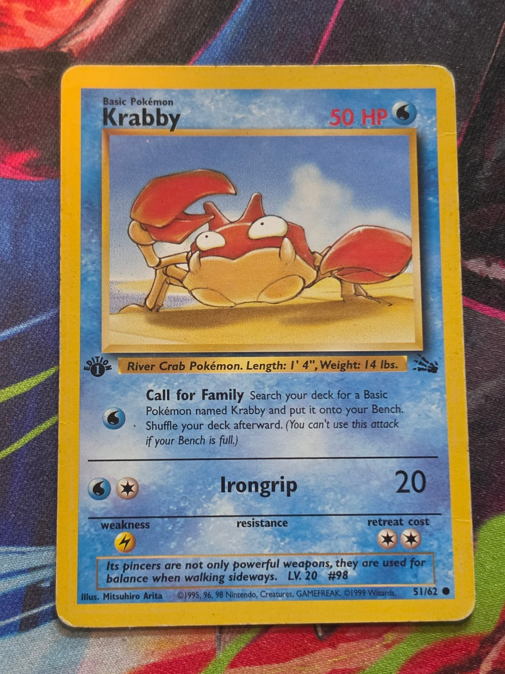 Krabby 1st Edition Common Fossil 51/62 LP Pokemon