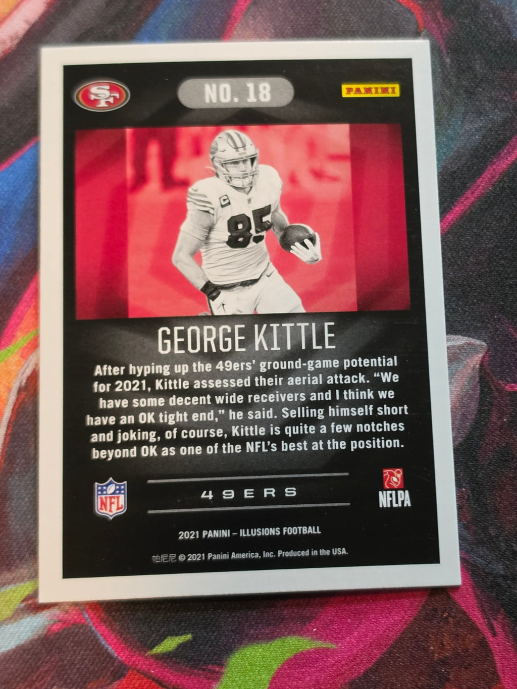 George Kittle 2021 Panini Illusions 18 NM Football (Back)