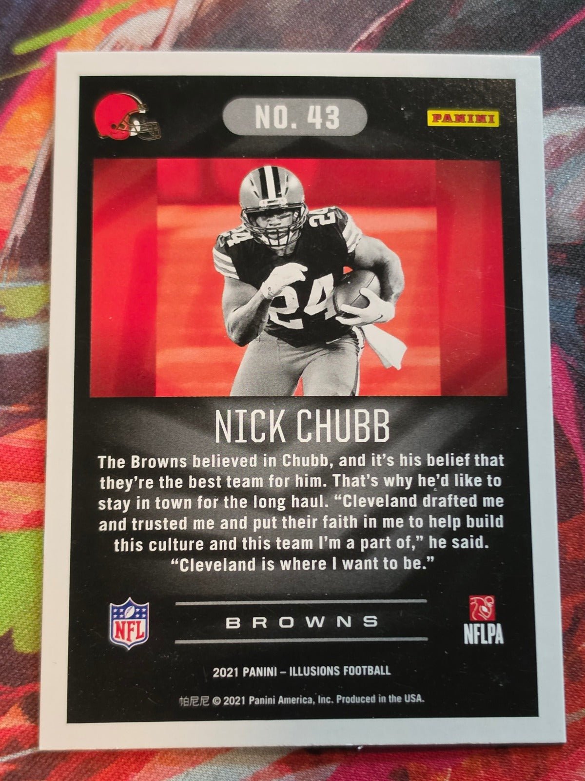 Nick Chubb 2021 Panini Illusions 43 NM Football (Back)