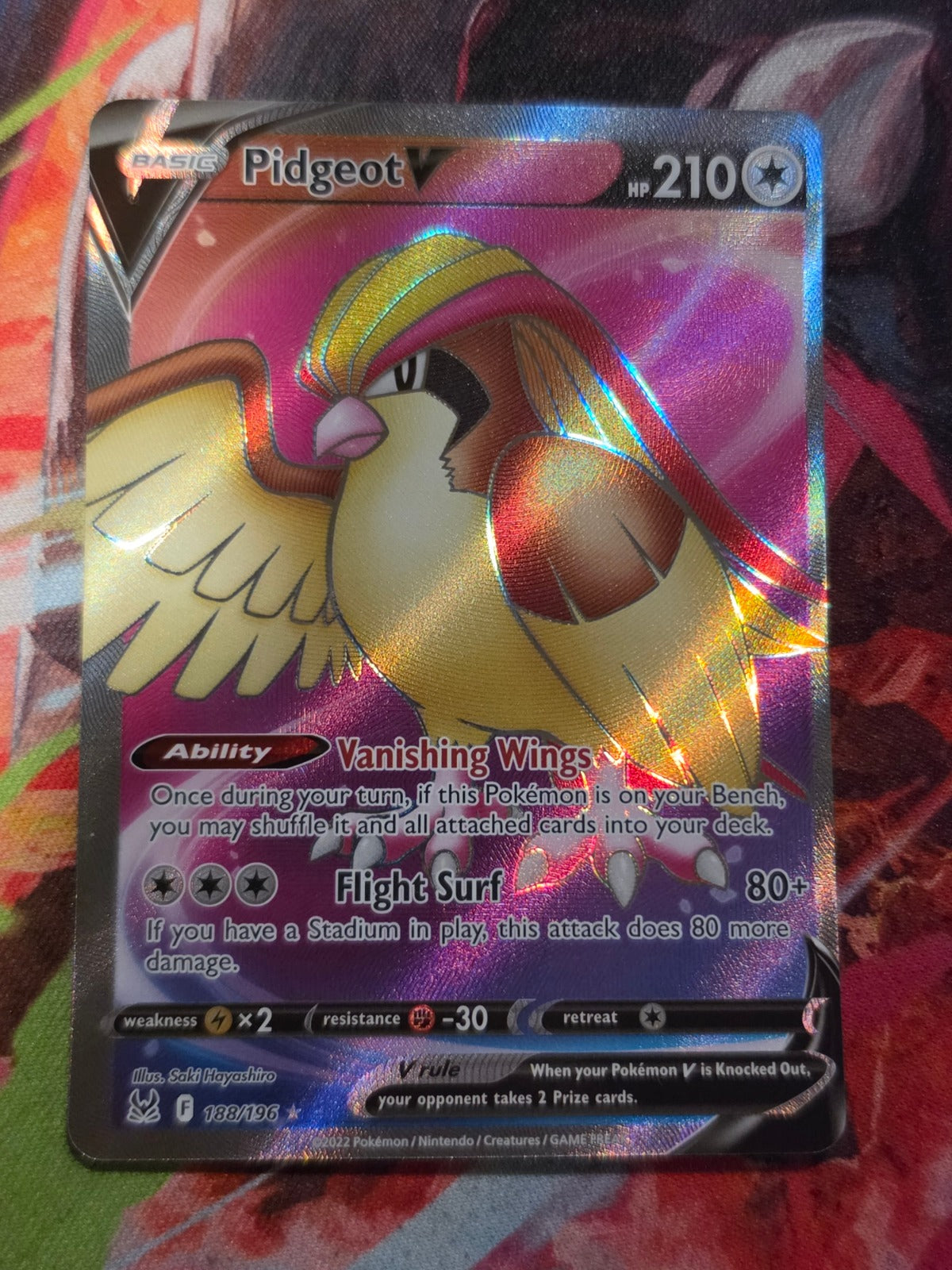Pidgeot V Full Art Ultra Rare Lost Origin 188/196 NM Pokemon