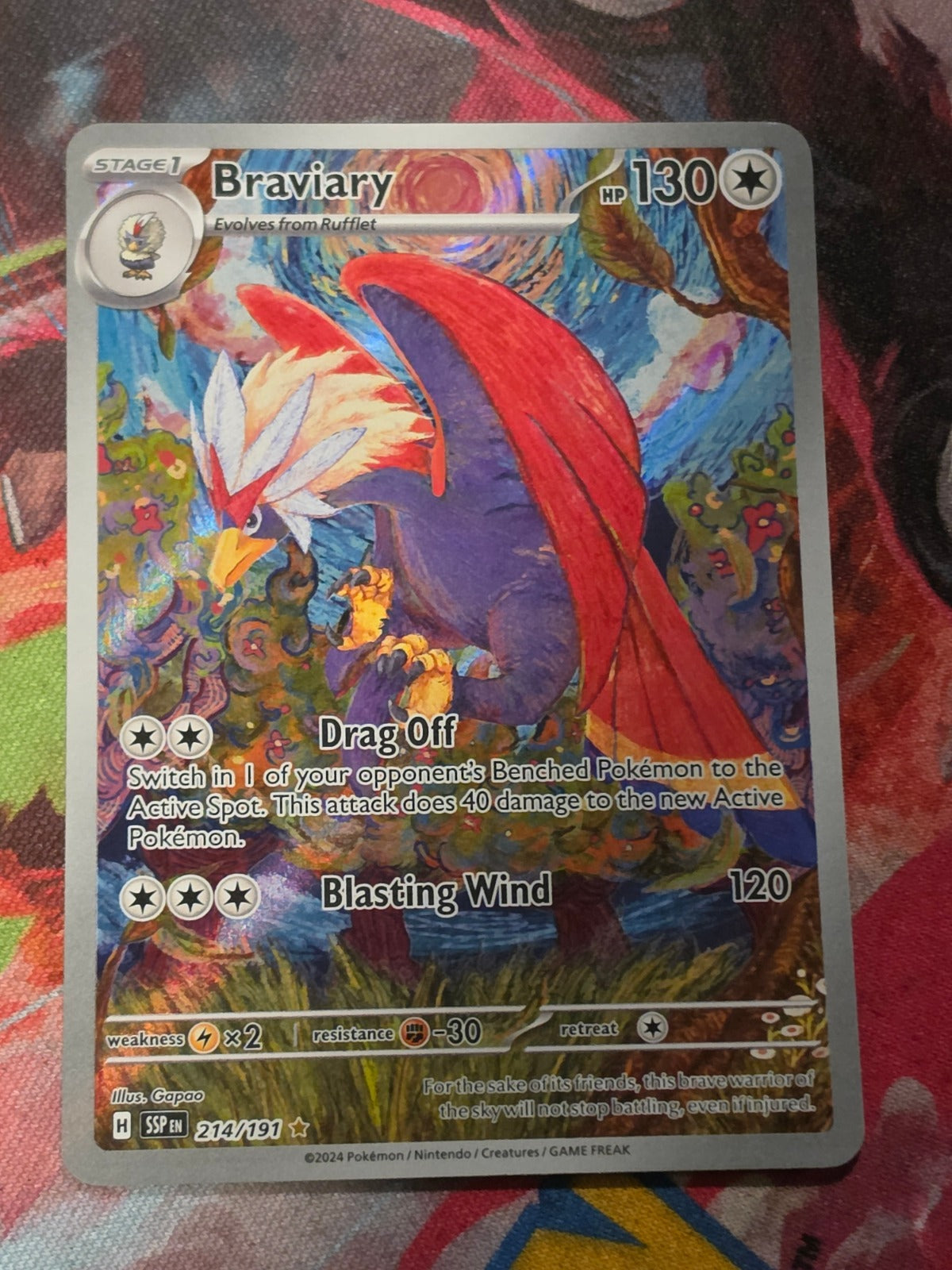 Braviary Illustration Rare SV08: Surging Sparks 214/191 NM Pokemon