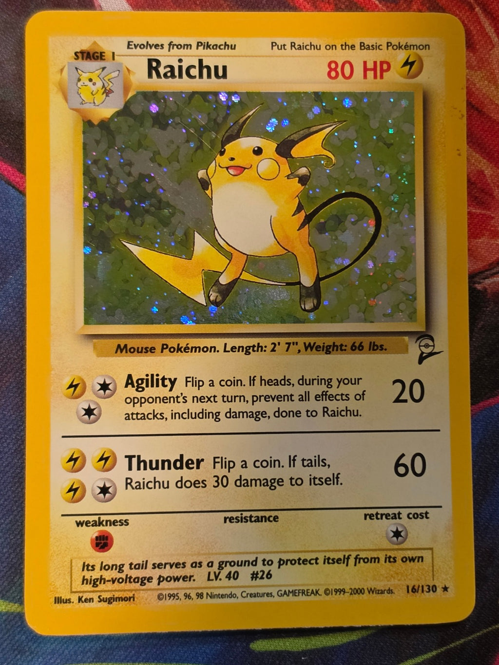 Raichu Holo Rare Base Set 2 016/130 LP Pokemon