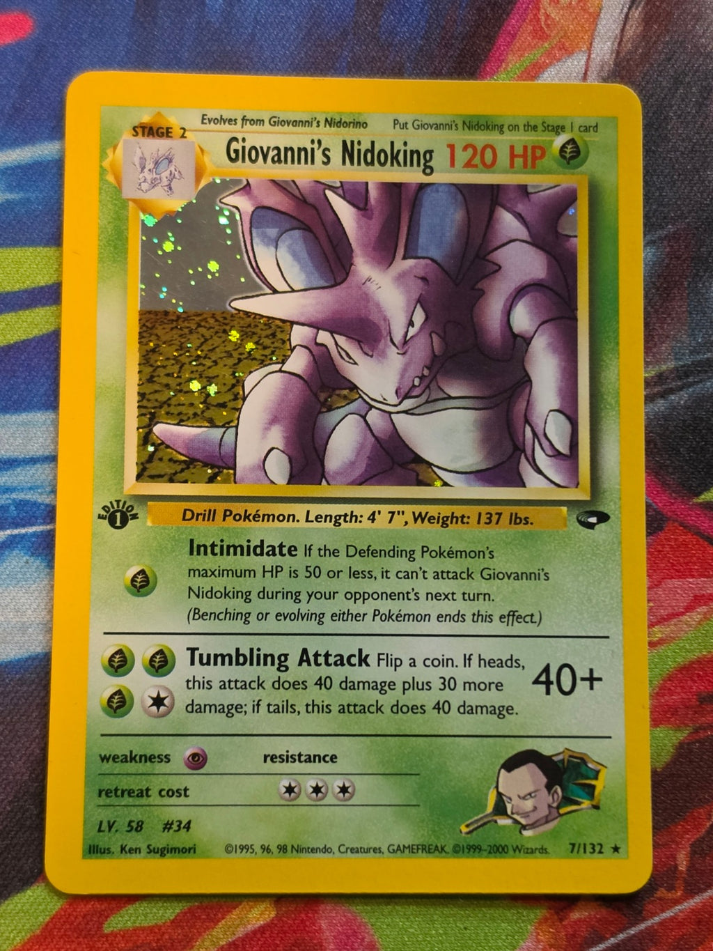 Giovanni's Nidoking Holo Rare 1st Edition Gym Challenge 007/132 NM Pokemon
