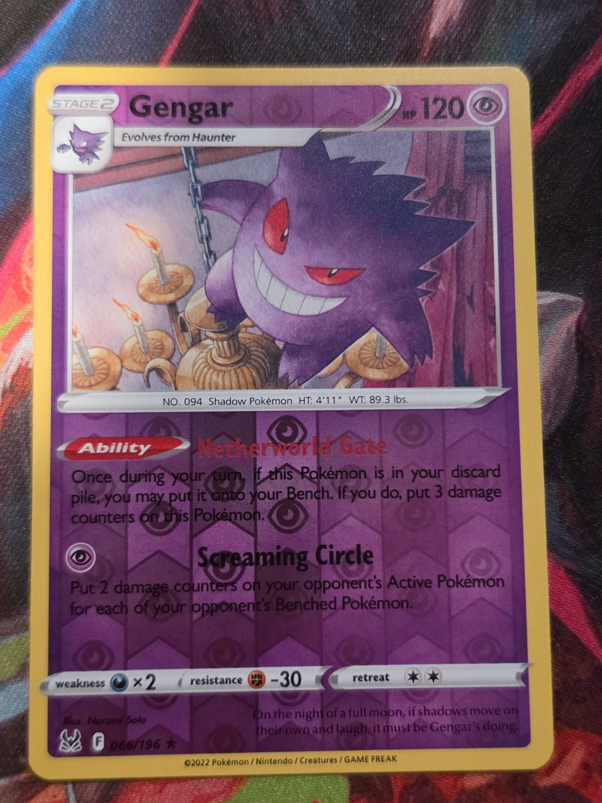 Gengar Reverse Holo Rare Lost Origin 066/196 NM Pokemon
