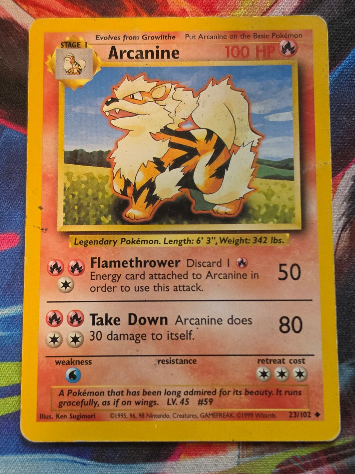 Arcanine Unlimited Base Set Uncommon 023/102 HP Pokemon