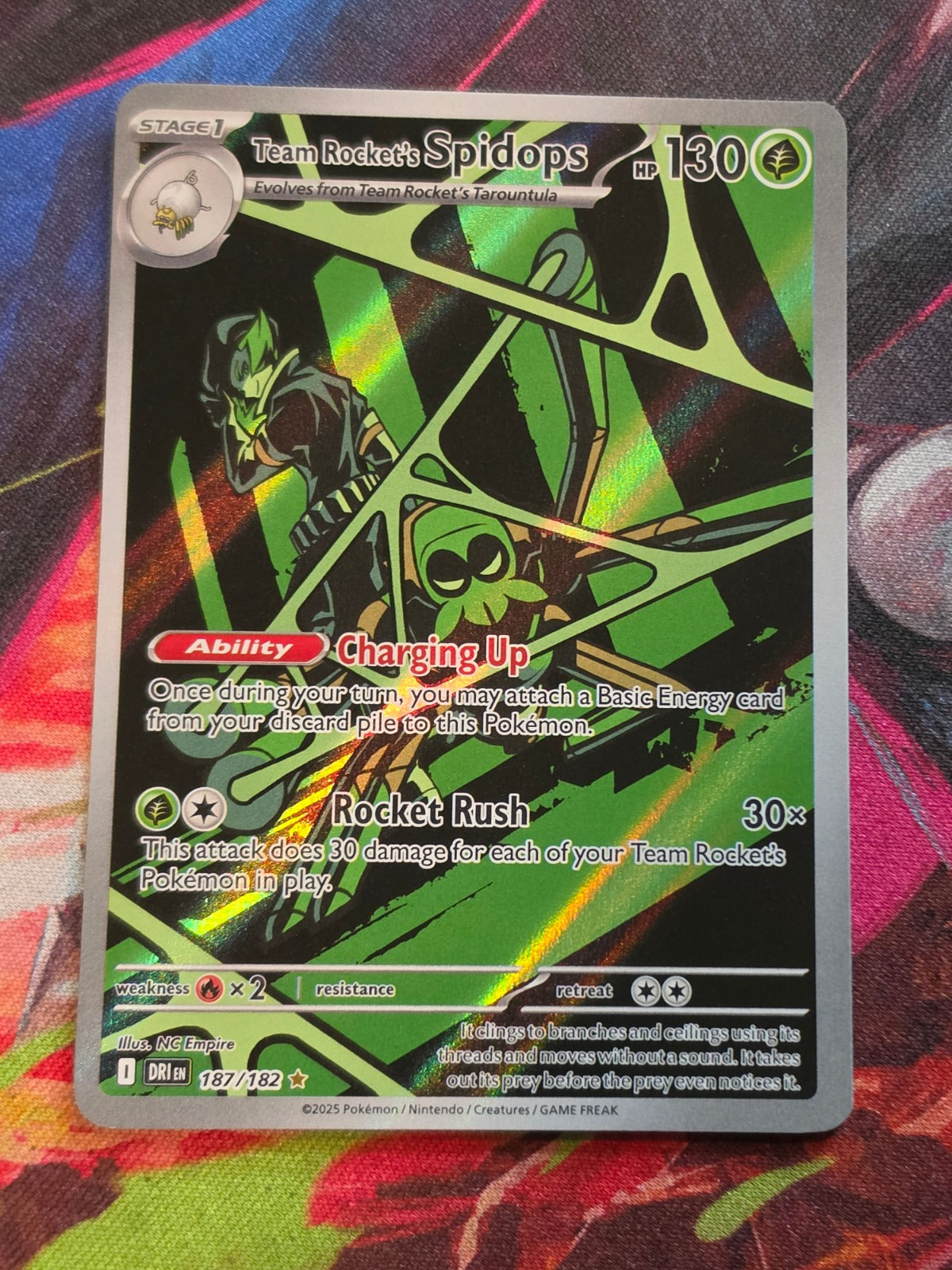 Team Rocket's Spidops Illustration Rare SV10: Destined Rivals 187/182 NM Pokemon