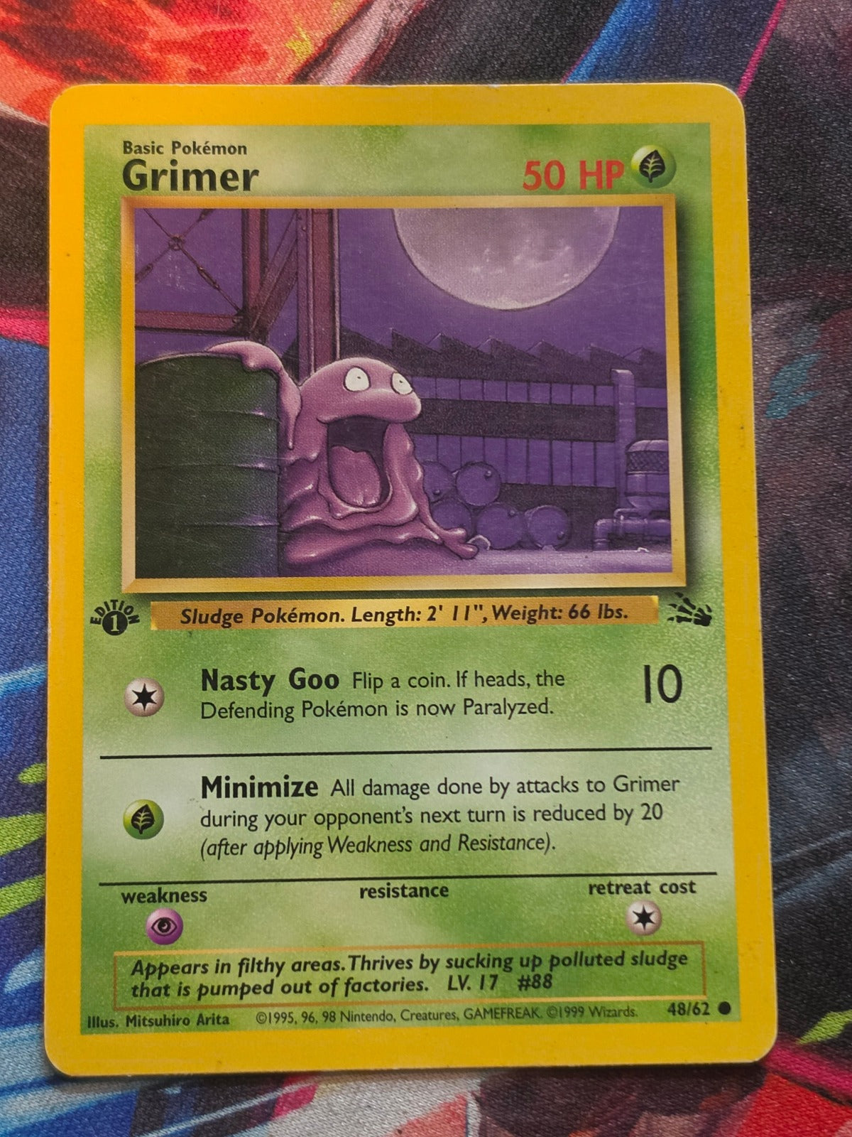 Grimer 1st Edition Common Fossil 48/62 LP Pokemon