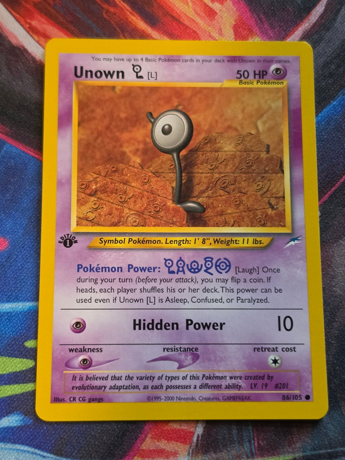 Unown [L] - 086/105 - Neo Destiny - Common - 1st Edition - NM Pokemon