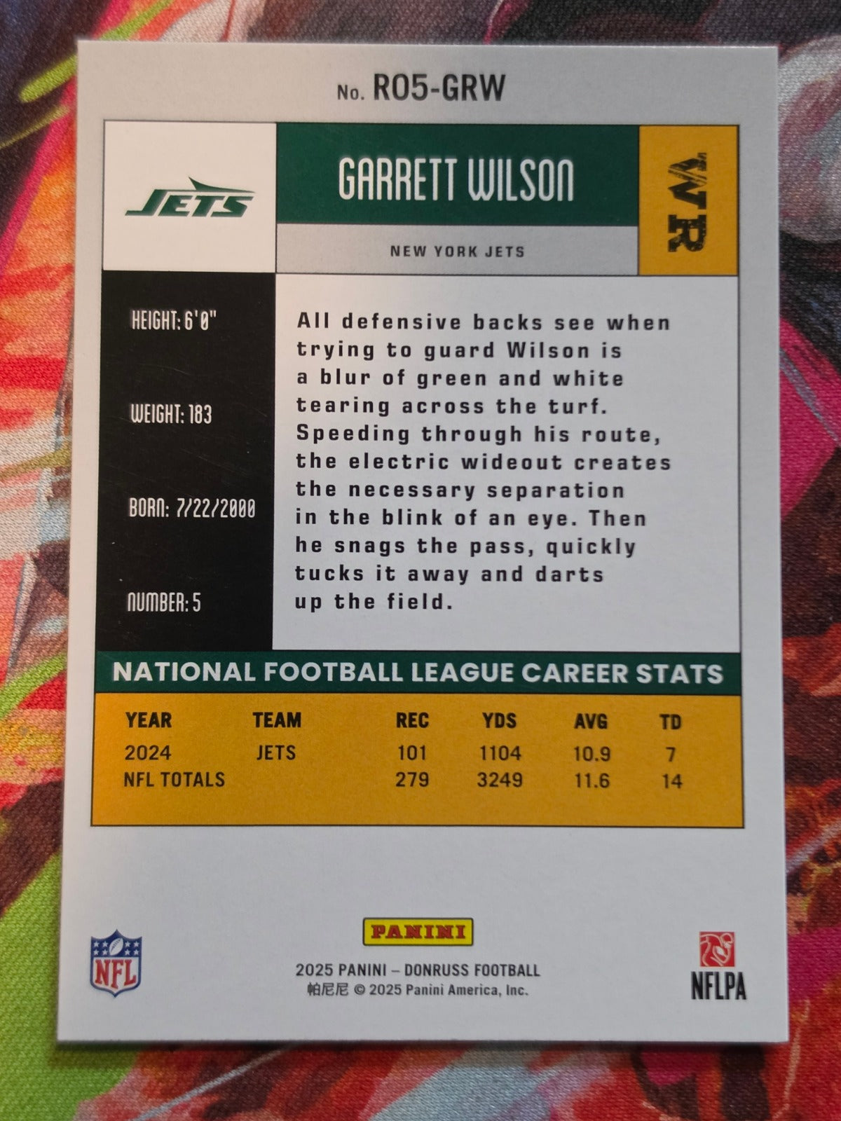 Garrett Wilson 2025 Donruss - Retro 2005 R05-GRW NM Football (Back)
