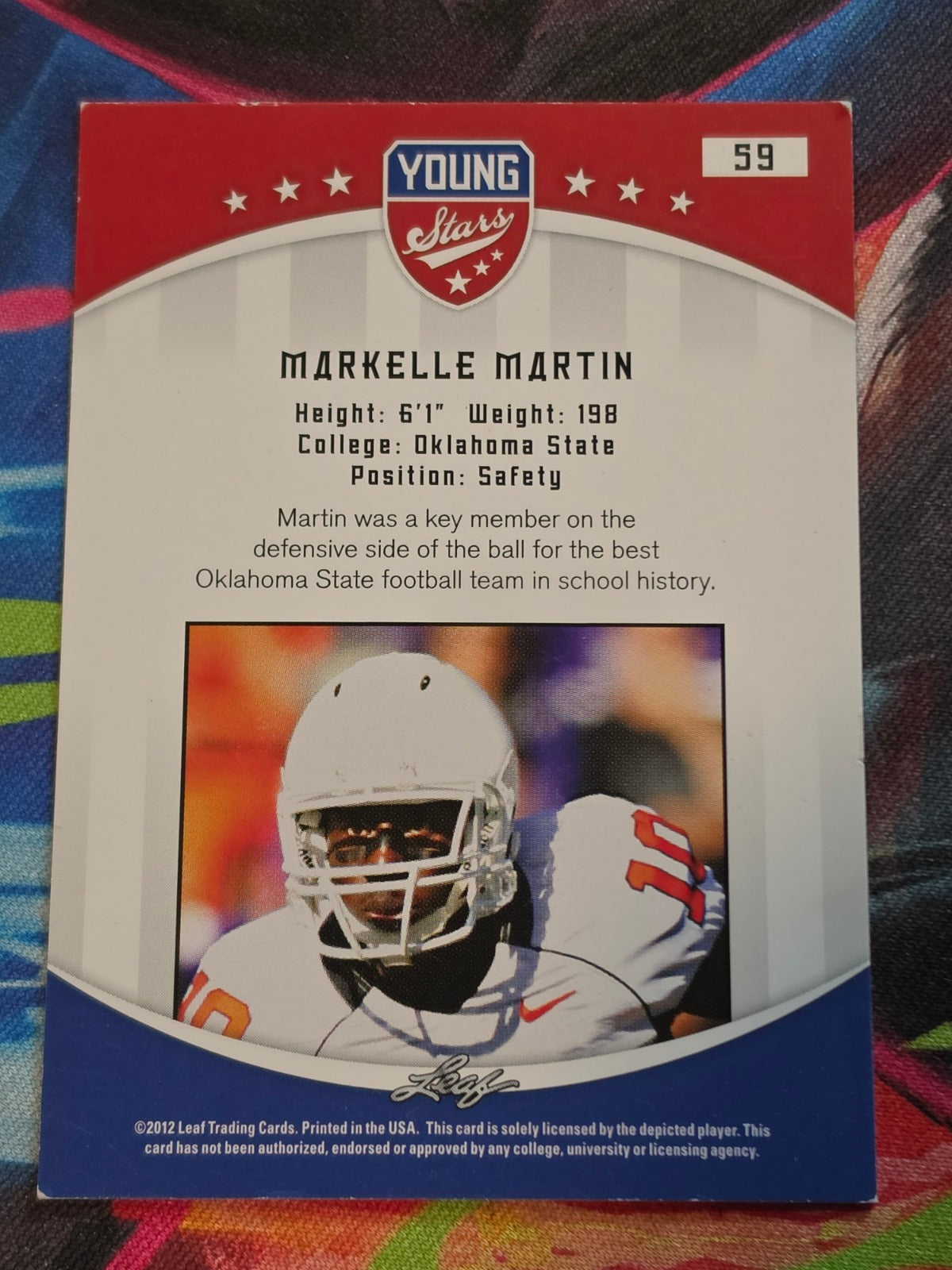 Markelle Martin 2012 Leaf Young Stars 59 LP Football (Back)