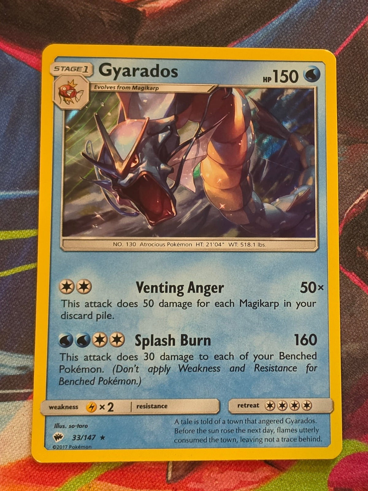 Gyarados Holo Rare SM - Burning Shadows 33/147 NM-/LP+ Pokemon