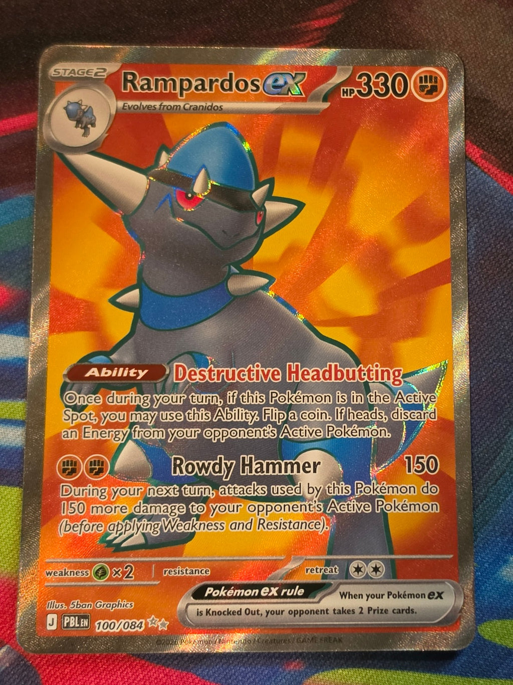 Rampardos ex Ultra Rare Pitch Black 100/084 NM Pokemon