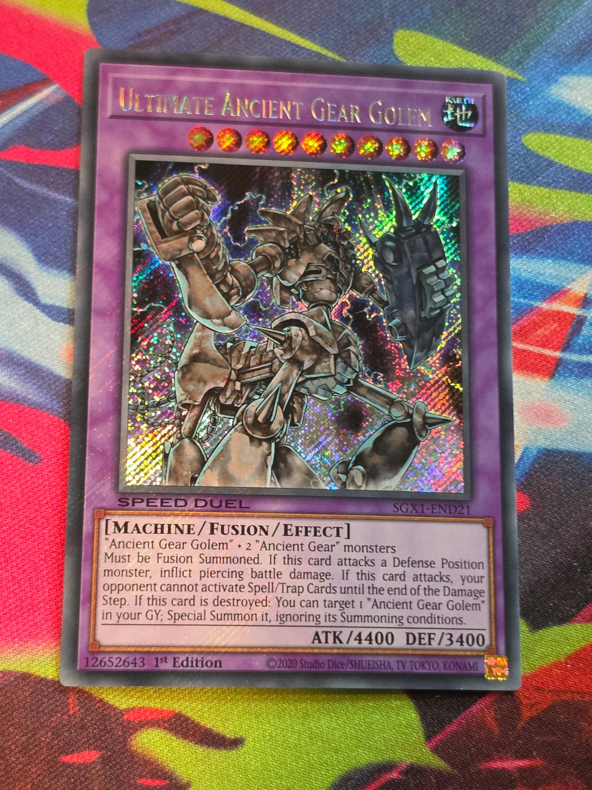 Ultimate Ancient Gear Golem Secret Rare Speed Duel GX: Duel Academy Box SGX1-END21 1st Edition LP Yu-Gi-Oh!