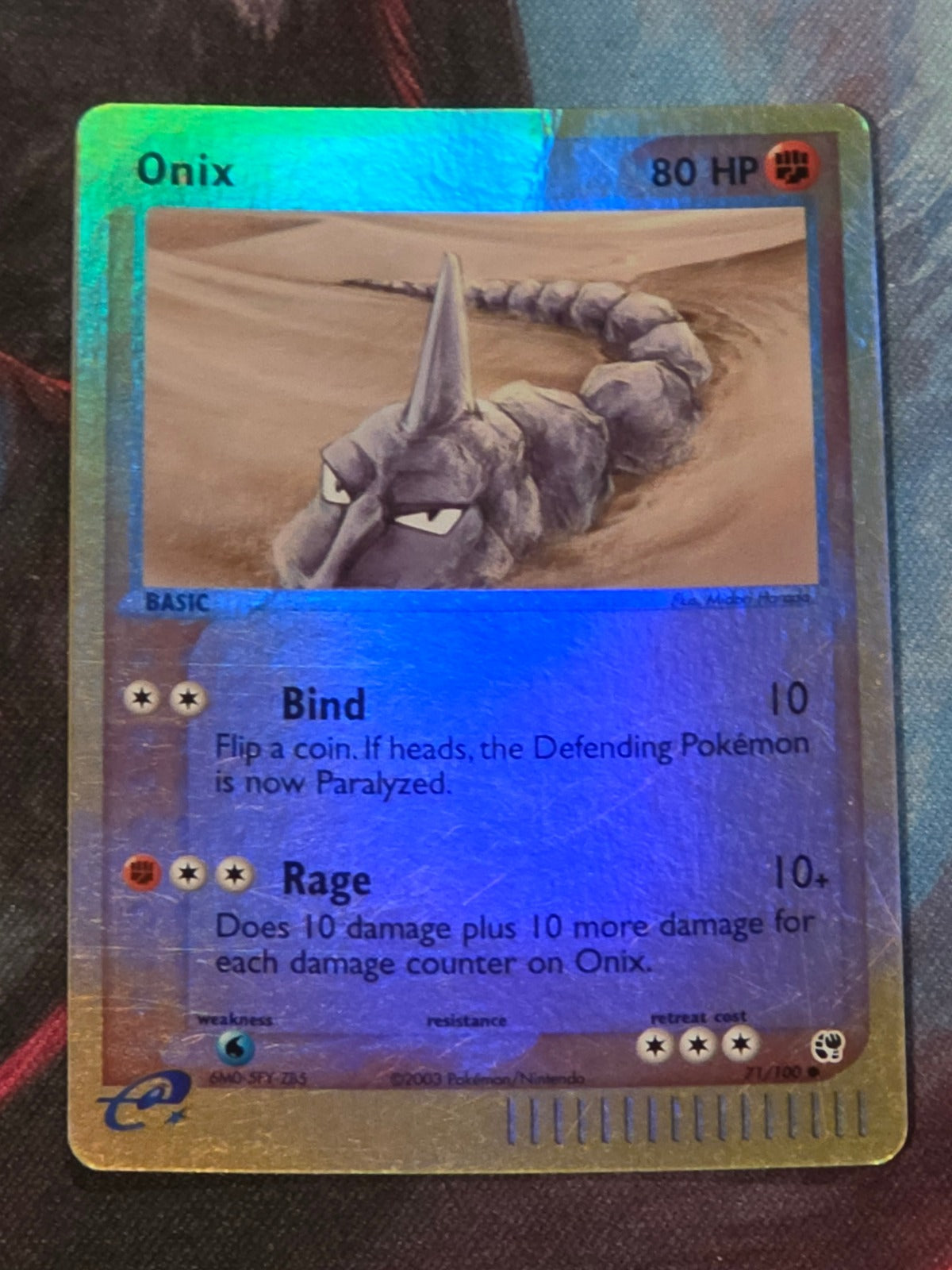 Onix Common Reverse Holo EX Sandstorm 71/100 LP *Top Crease Pokemon
