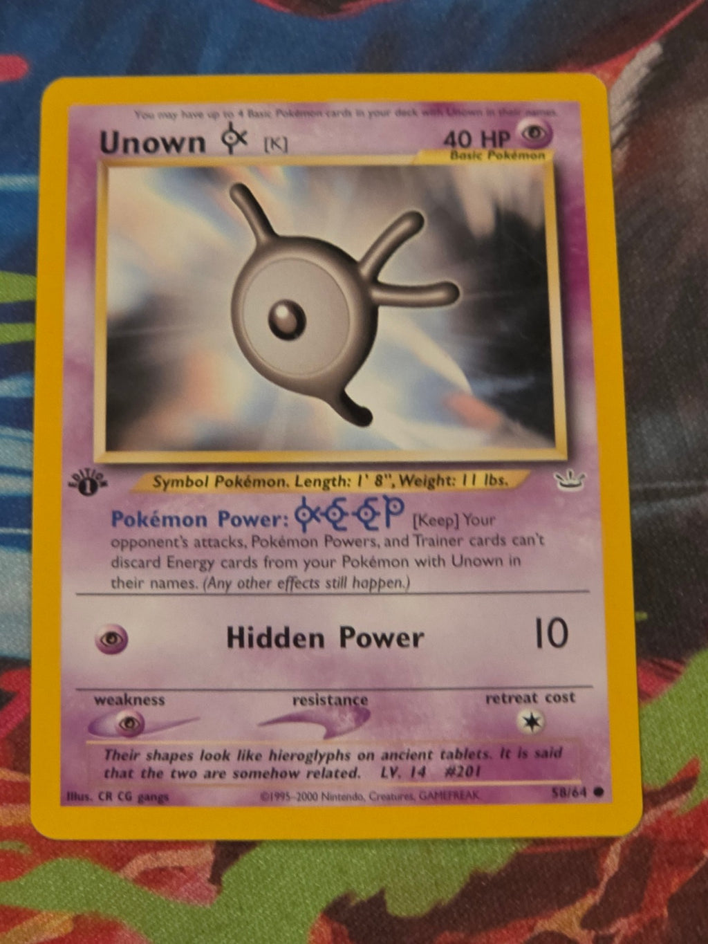 Unown [K] - 58/64 - Neo Revelation - Common - 1st Edition - LP Pokemon