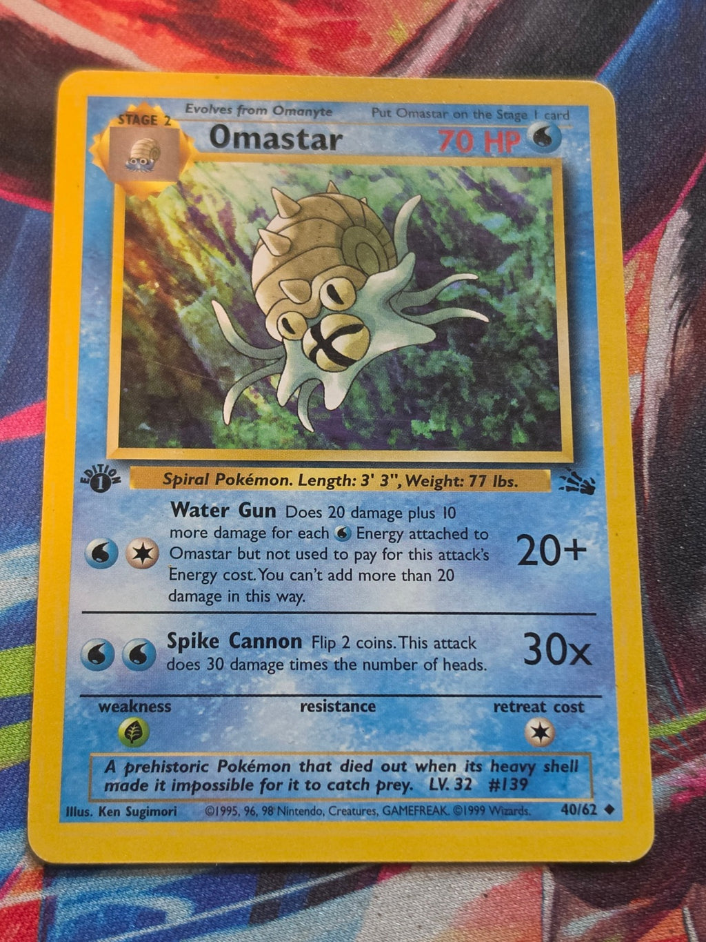 Omastar 1st Edition Uncommon Fossil 40/62 LP Pokemon