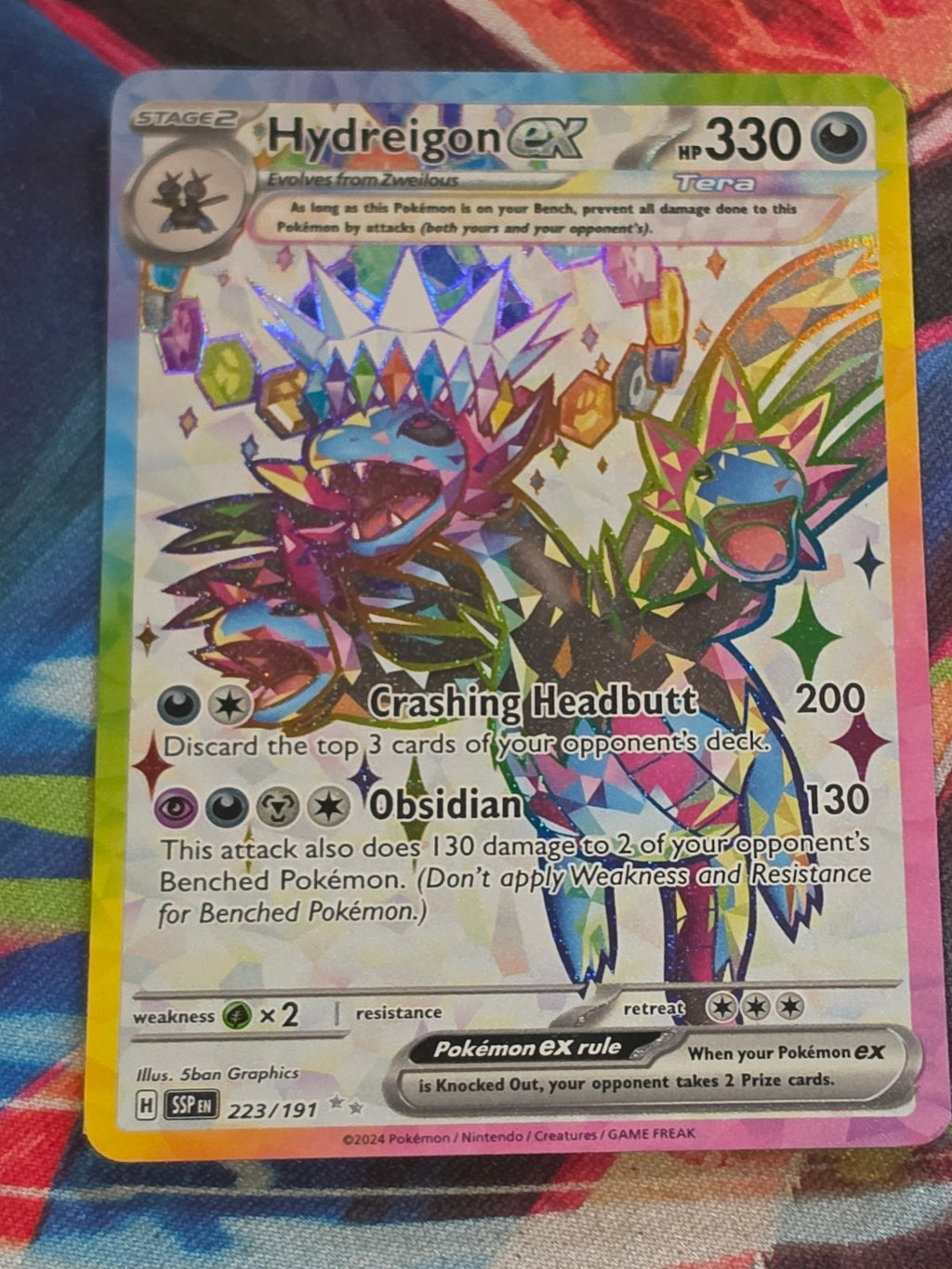 Hydreigon ex Ultra Rare SV08: Surging Sparks 223/191 NM Pokemon