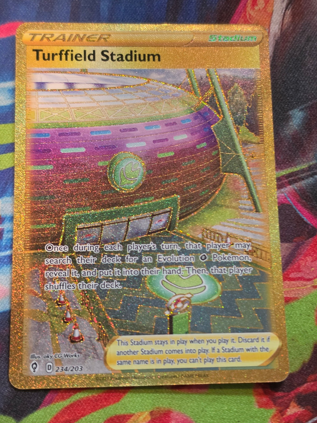 Turffield Stadium (Secret) Secret Rare SWSH07: Evolving Skies 234/203 LP+ Pokemon