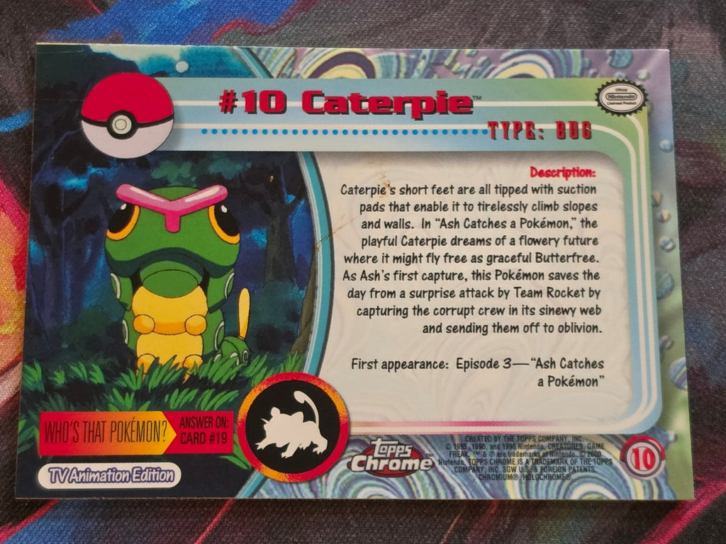 Caterpie #10 - 2000 Topps Chrome - NM - Pokemon (Back)