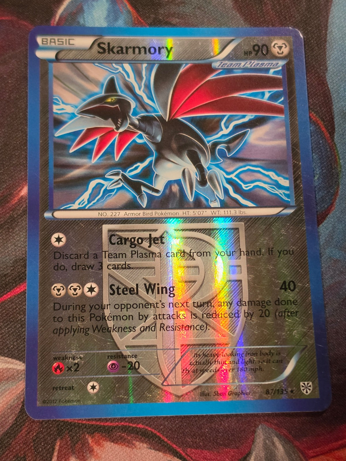 Skarmory (Team Plasma) - 87/135 - Plasma Storm - Rare - Reverse Holo - LP - Pokemon