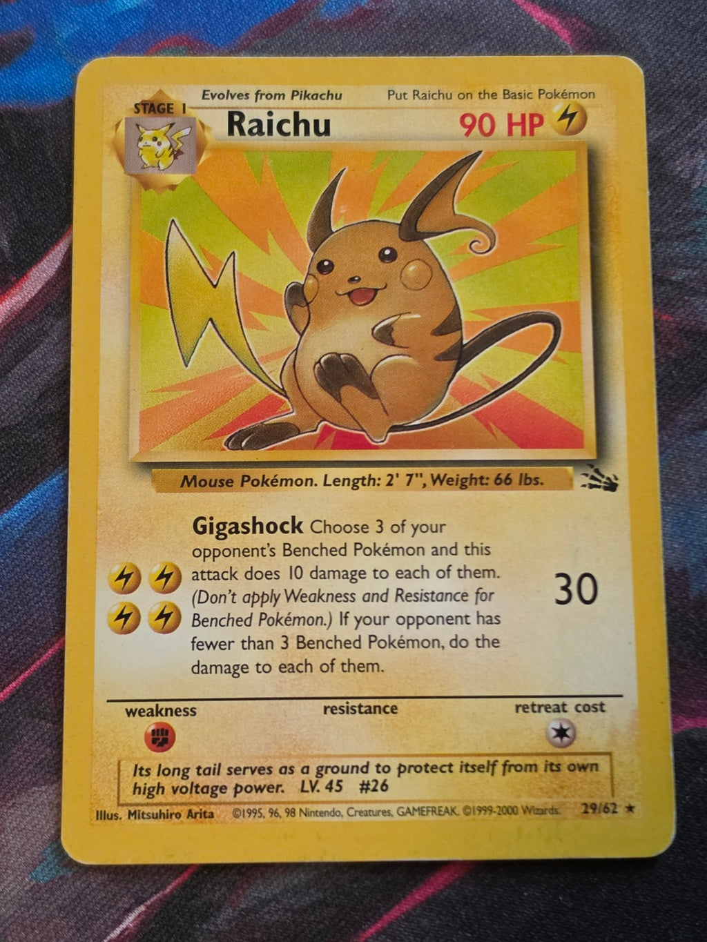 Raichu (29) - 29/62 - Fossil - 1999-2000 Australian 3rd Print - Rare - MP - Pokemon