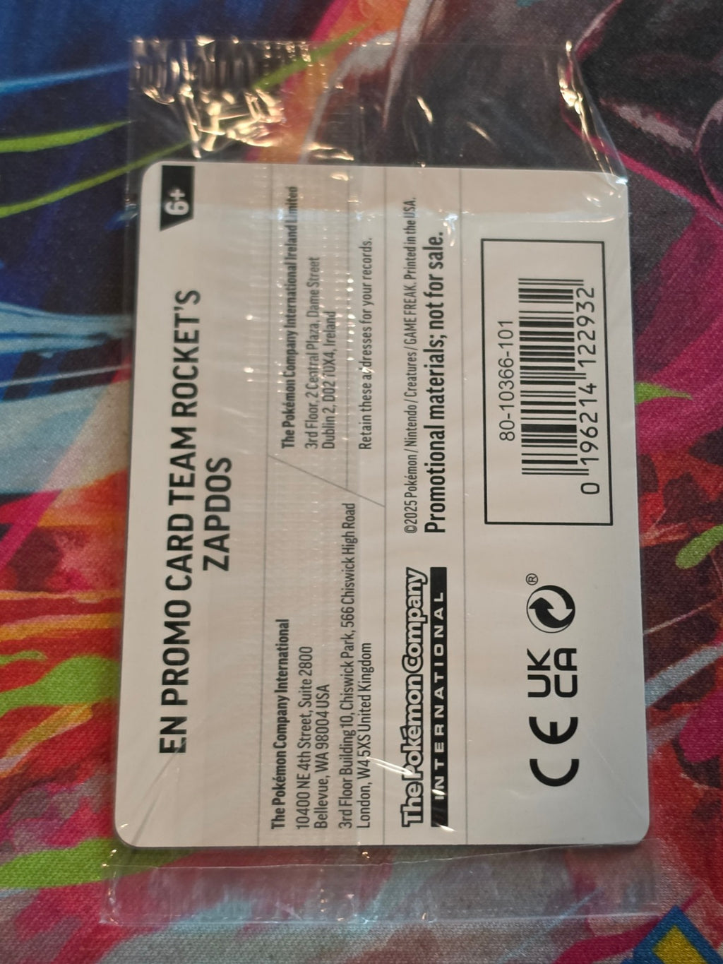 Team Rocket's Zapdos (Gamestop Exclusive) Promo Miscellaneous Cards & Products 070/182 NM SEALED Pokemon (Back)