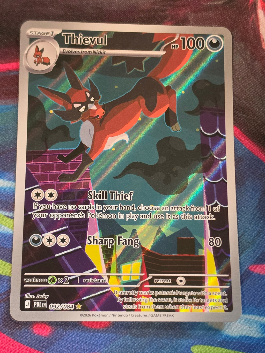 Thievul Illustration Rare Pitch Black 092/084 NM Pokemon