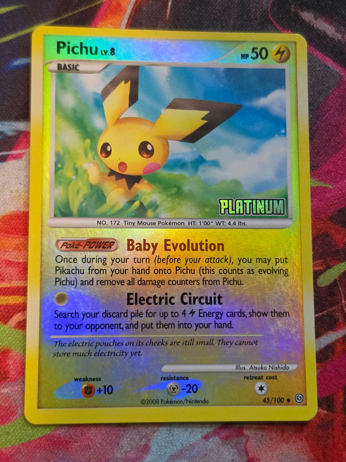 Pichu [Platinum] Promo Reverse Holo Burger King Promos 045/100 LP Pokemon