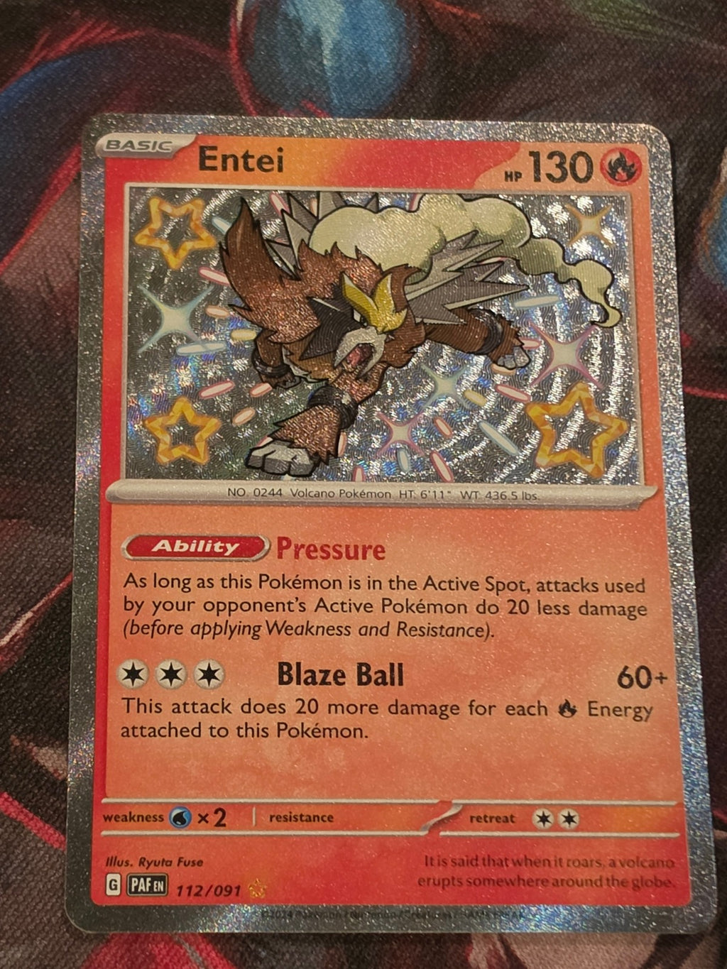 Entei Shiny Rare Paldean Fates 112/091 NM Pokemon