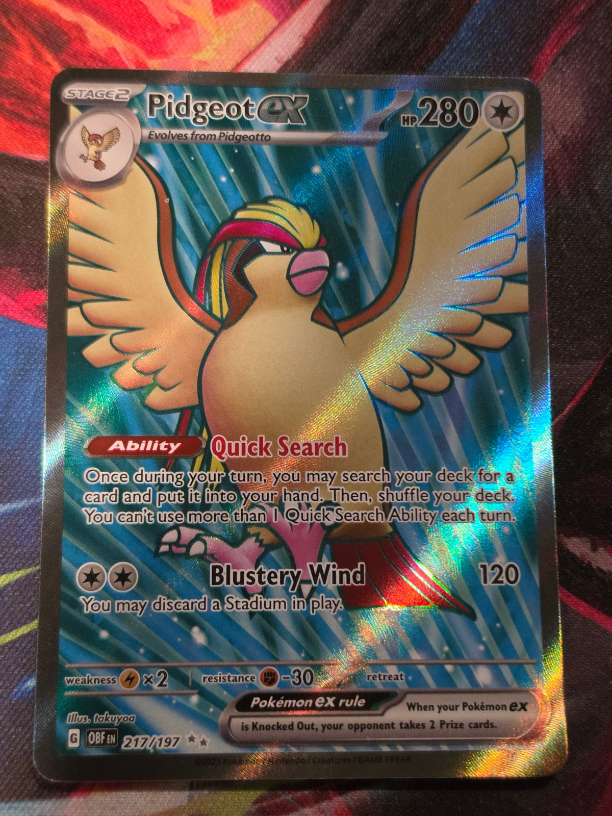 Pidgeot ex Ultra Rare Obsidian Flames 217/197 NM Pokemon
