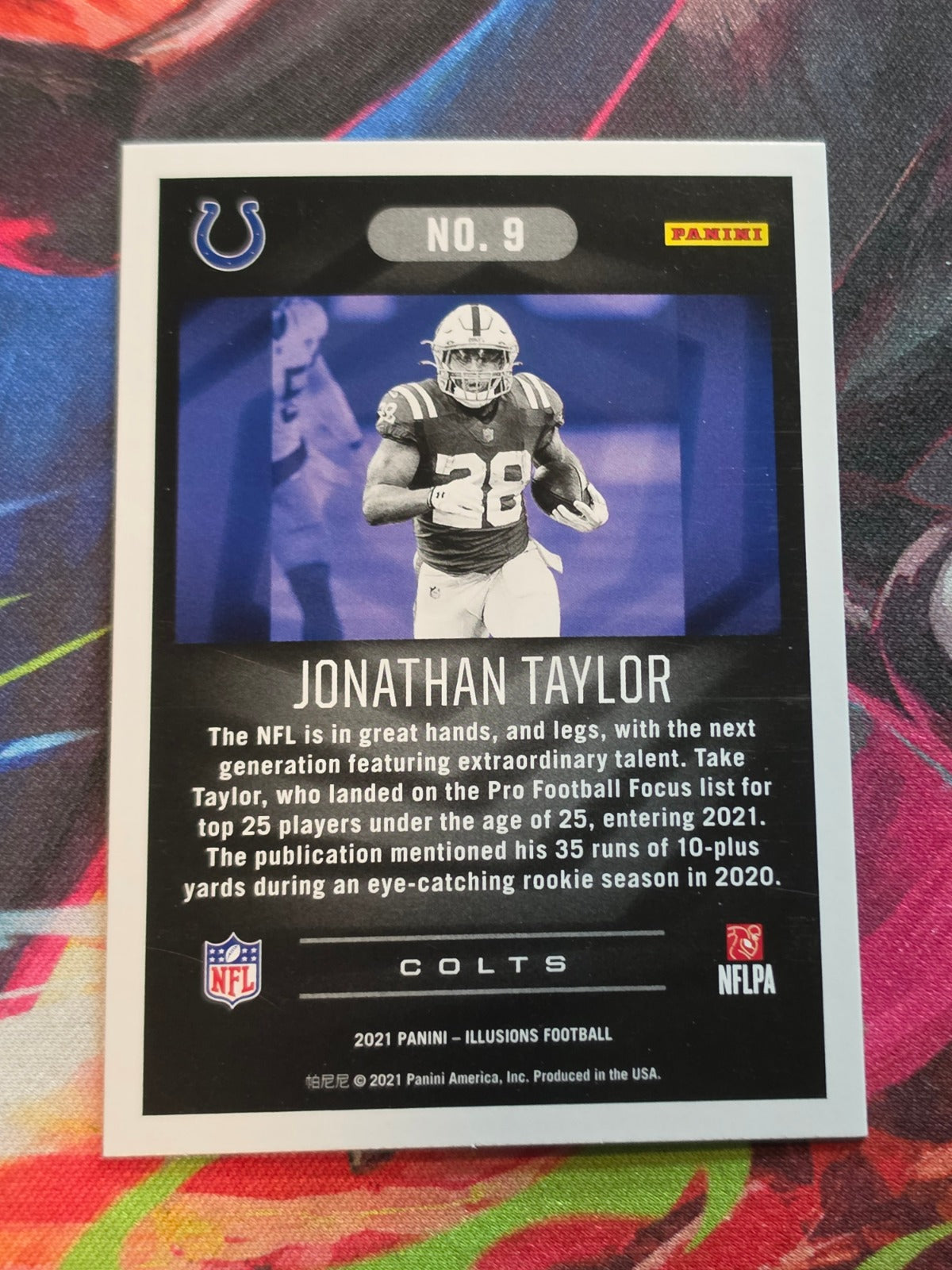 Jonathan Taylor 2021 Panini Illusions - Retail 9 NM Football (Back)