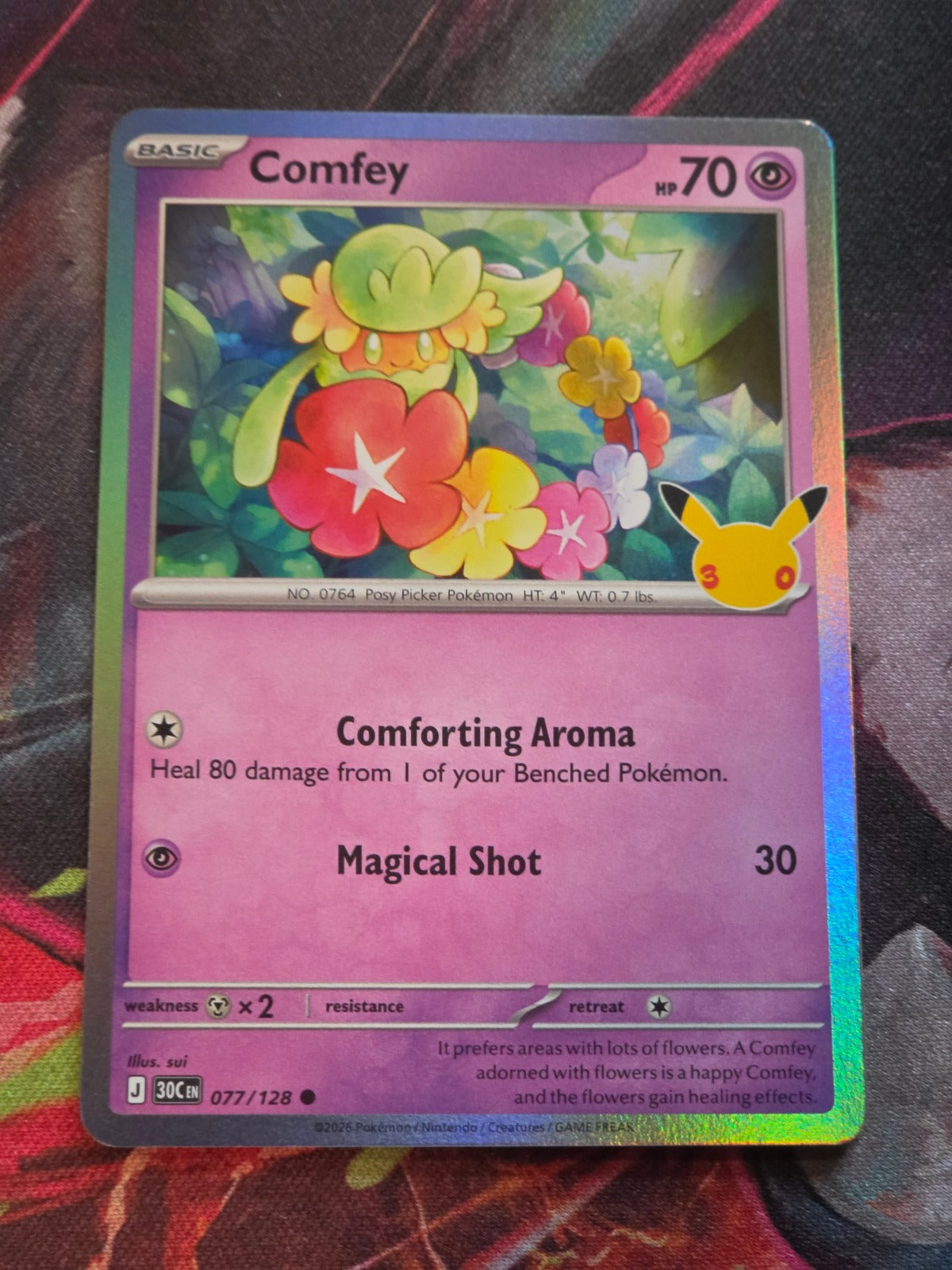 Comfey Common ME: 30th Celebration 077/128 NM Pokemon