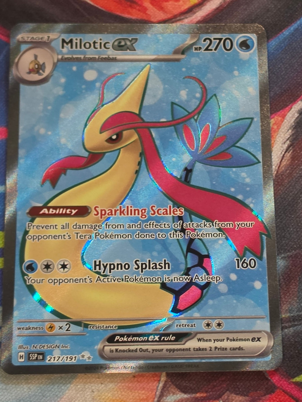 Milotic ex Ultra Rare SV08: Surging Sparks 217/191 NM Pokemon