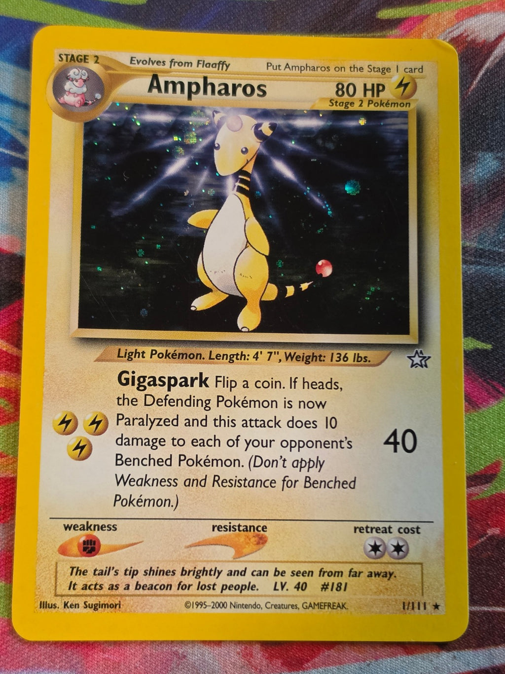 Ampharos Holo Rare Unlimited Neo Genesis 1/111 LP Pokemon