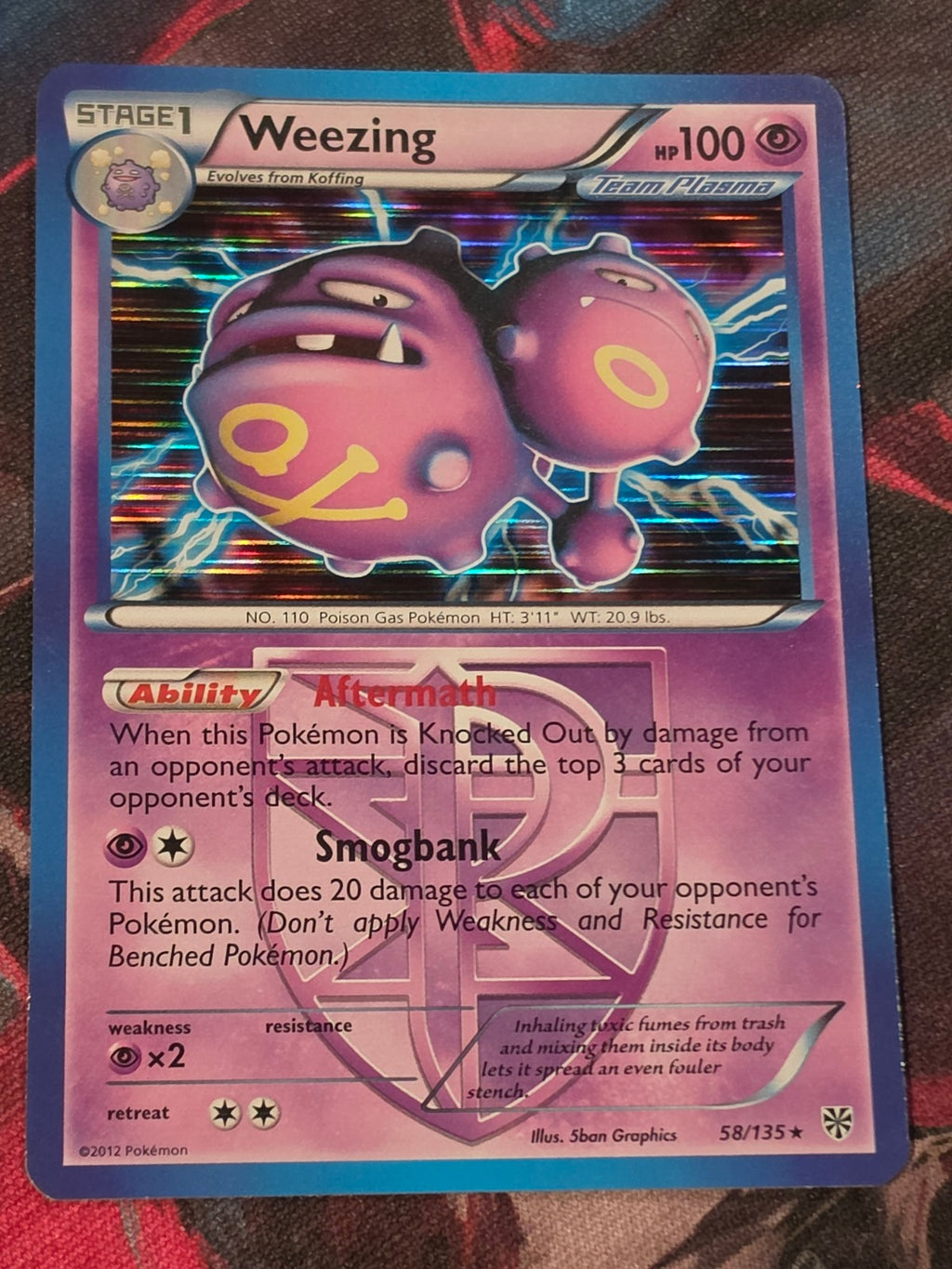 Weezing (Team Plasma) - 58/135 - Plasma Storm - Holo Rare - LP - Pokemon