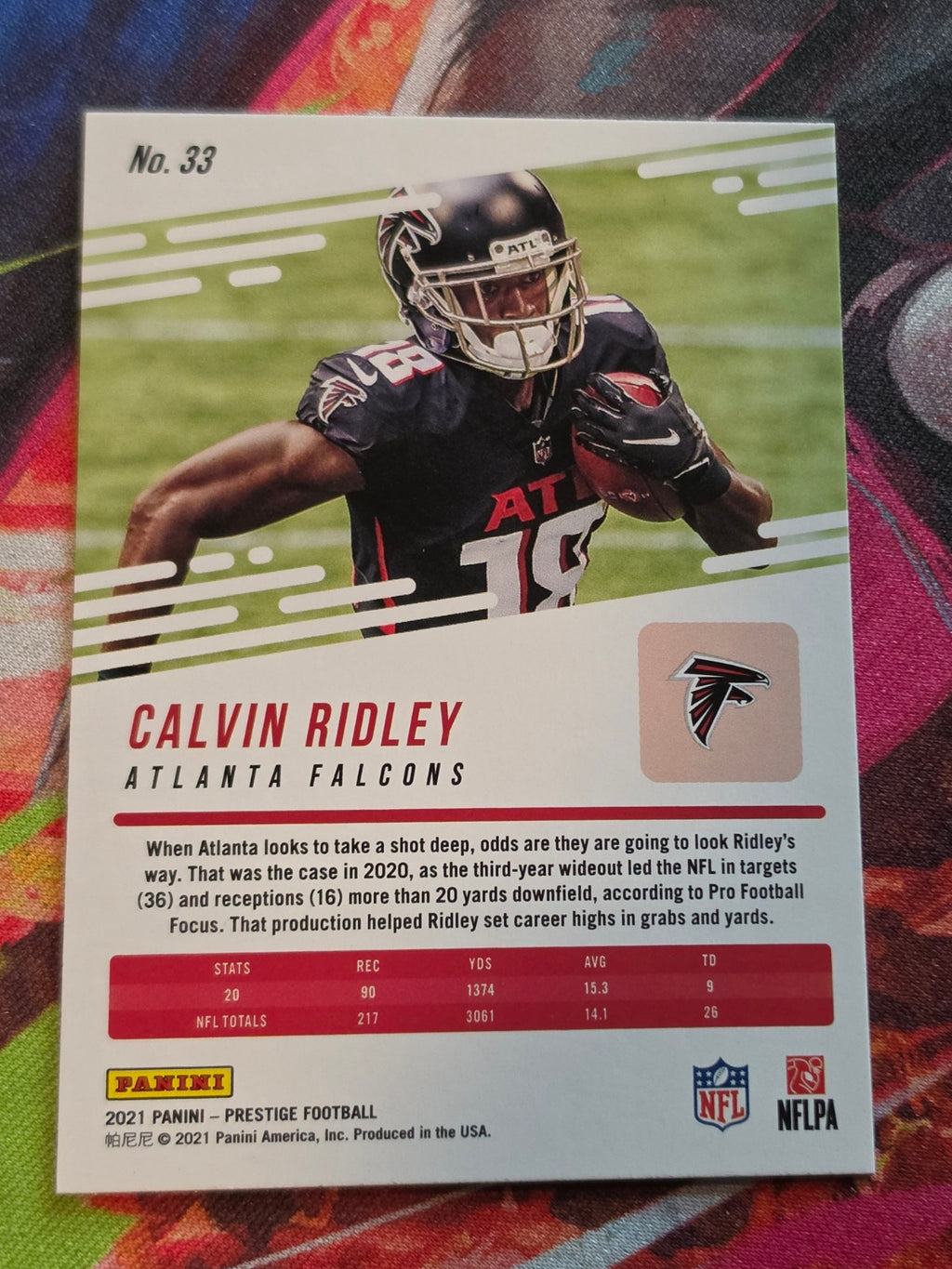 Calvin Ridley 2021 Panini Prestige - Xtra Points Sunburst 33 NM Football (Back)