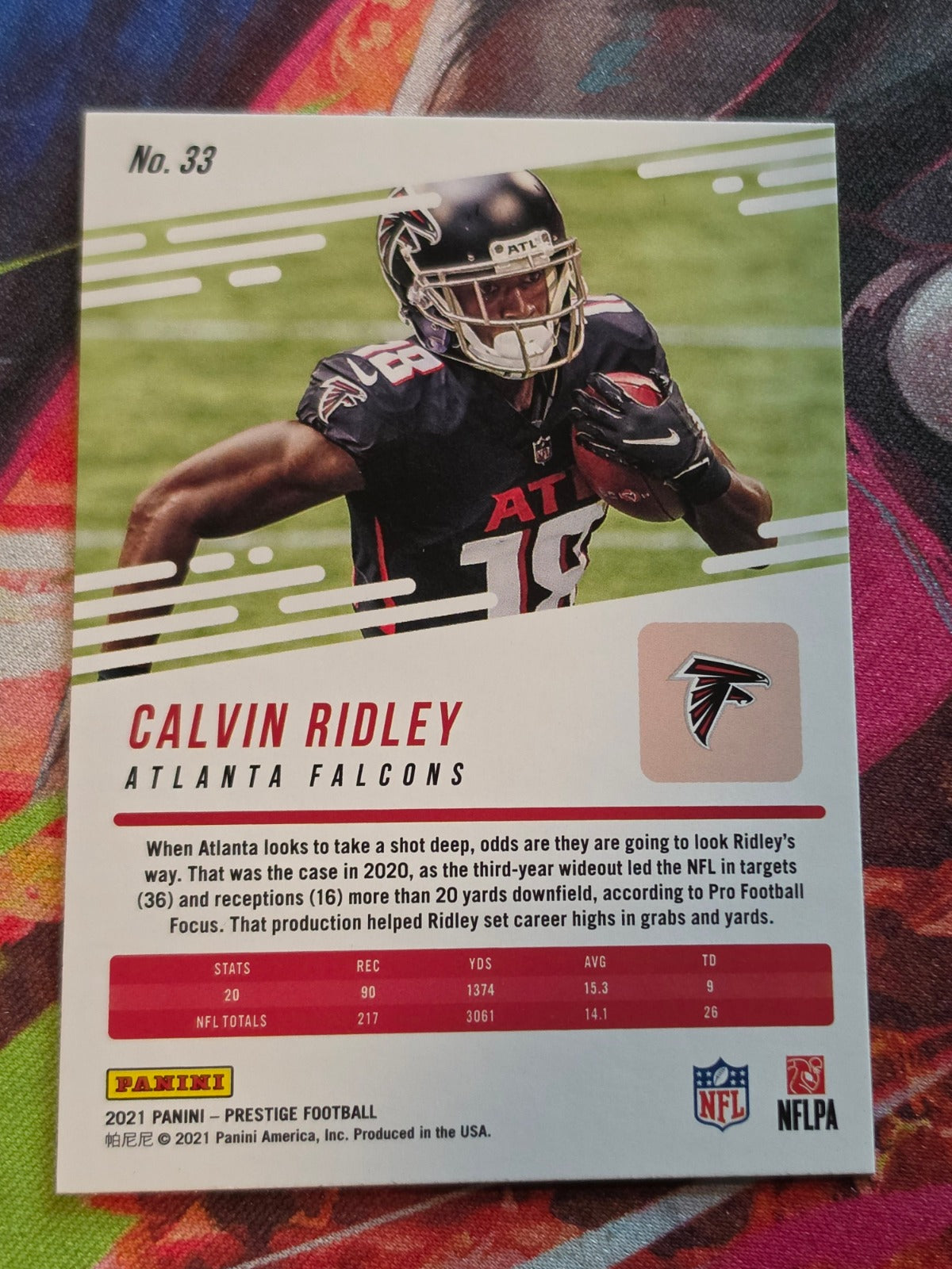 Calvin Ridley 2021 Panini Prestige - Xtra Points Sunburst 33 NM Football (Back)