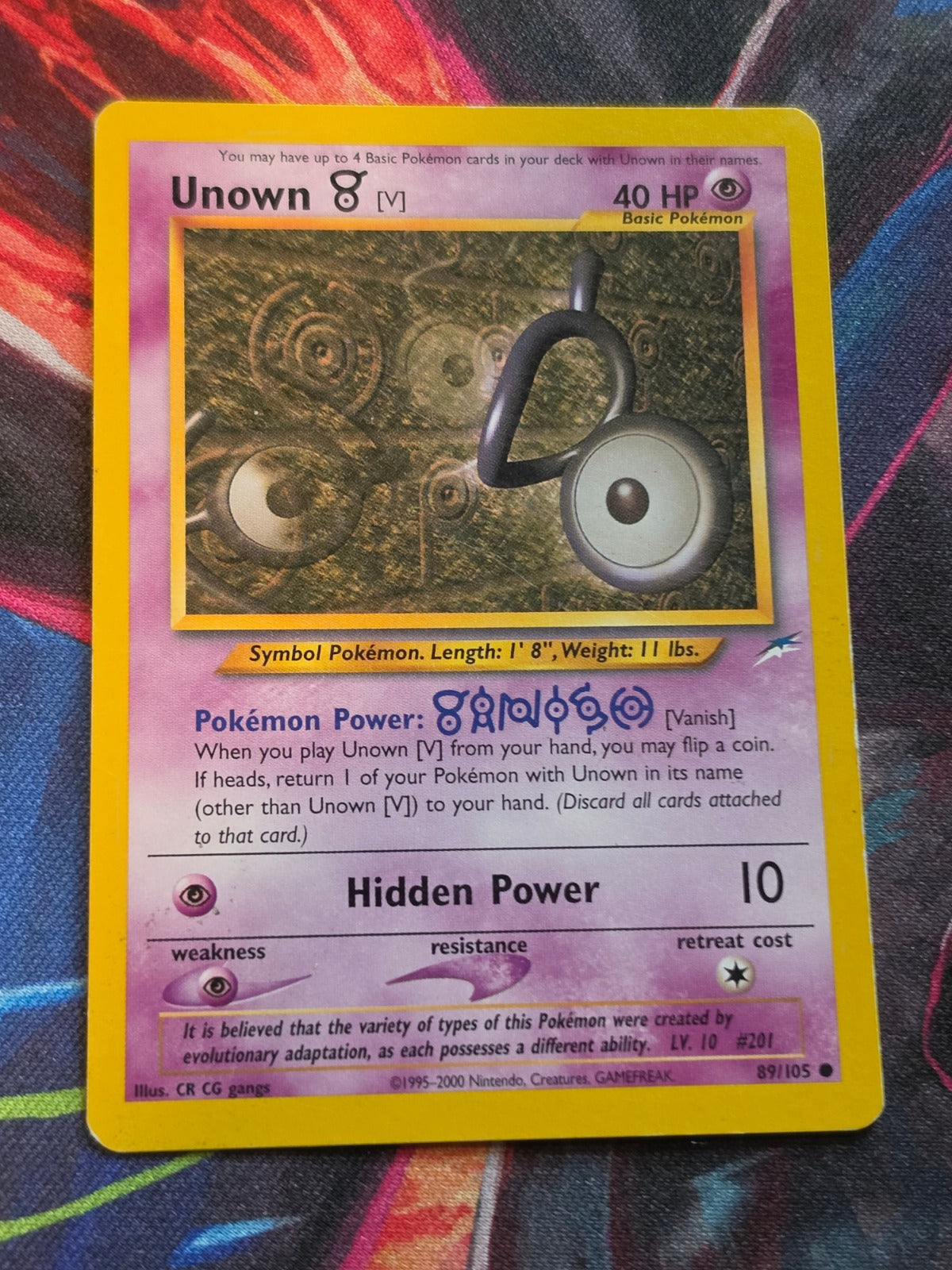 Unown [V] - 089/105 - Neo Destiny - Common - Unlimited - LP Pokemon