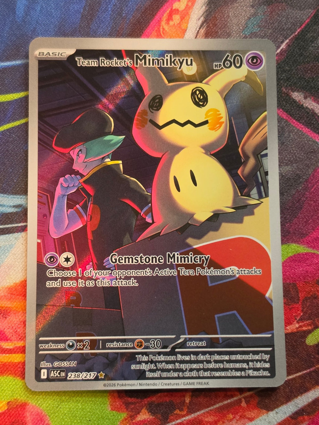 Team Rocket's Mimikyu Illustration Rare ME: Ascended Heroes 238/217 NM Pokemon
