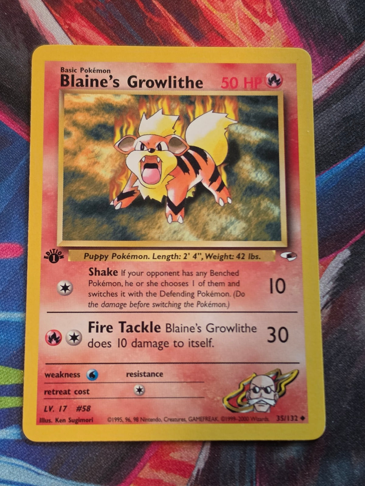Blaine's Growlithe (35) - 035/132 - Gym Heroes - Uncommon - 1st Edition - NM Pokemon