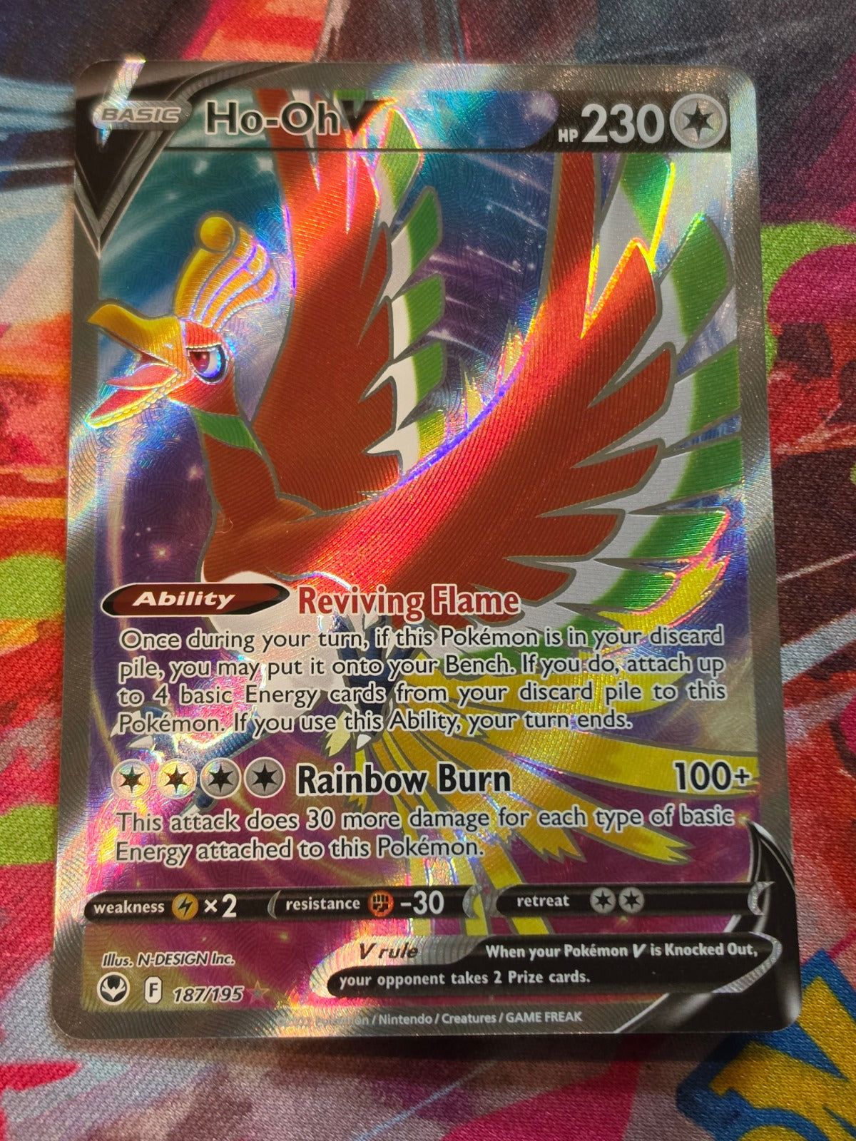 Ho-Oh V (Full Art) Ultra Rare SWSH12: Silver Tempest 187/195 NM Pokemon