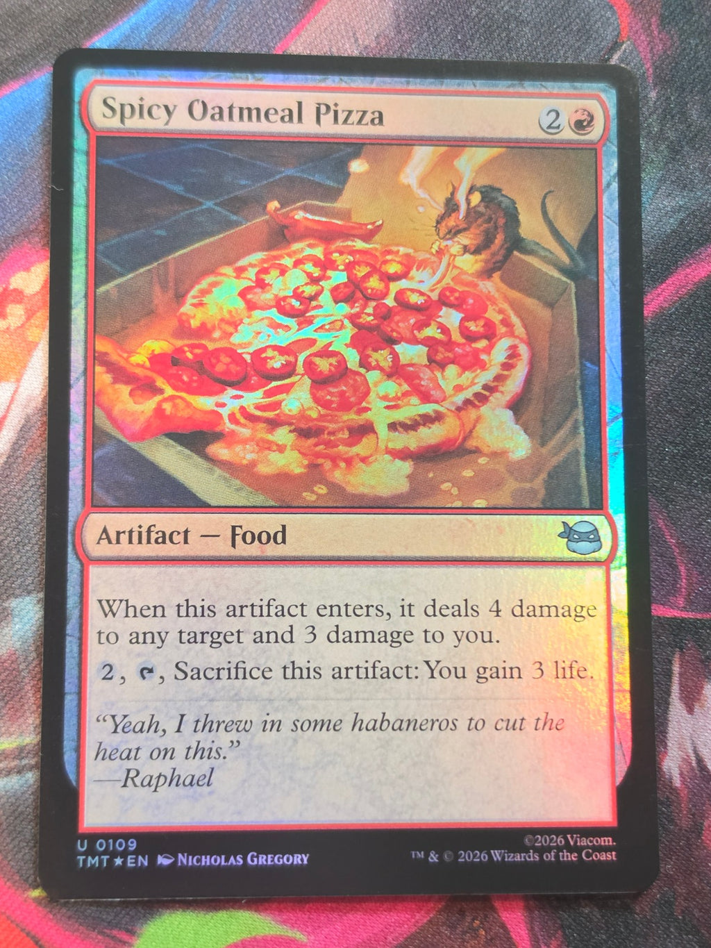 Spicy Oatmeal Pizza - 109 - Teenage Mutant Ninja Turtles - U - Foil - NM MTG